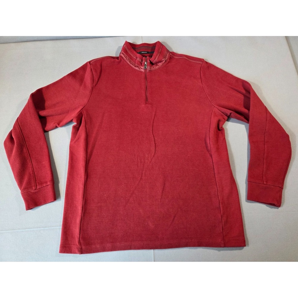 BOSS Hugo Sweater Mens Extra Large Red 1/4 Zip Regular Fit Pullover Sweatshirt